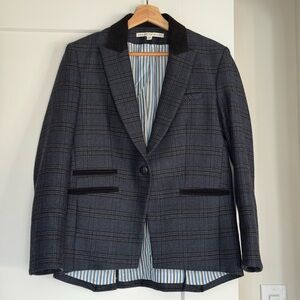 Veronica Beard Gia Dickey Plaid Blazer Size 12 Virgin Wool Made in USA